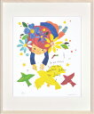 最大100%ポイントバック!限定抽選 絵画 はり たつお Peace Flower(四ツ)〜空色ぼうしのお話し〜 額入り アート かわいい インテリア 人物 ギ...