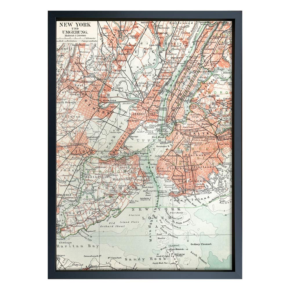 【スーパーSALE10%OFF】絵画 Vintage map New York インテリア 額付き ギフト ニューヨーク 地図 飾る アートフレーム プレゼント...