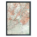 最大100%ポイントバック!限定抽選 絵画 Vintage map New York インテリア 額付き ギフト ニューヨーク 地図 飾る アートフレーム プレ...