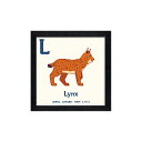 最大100%ポイントバック!限定抽選 絵画 アニマルアルファベット Lynx(オオヤマネコ) インテリア かわいい 動物 額付き カラフル フレーム ギフト プ...