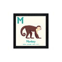 最大100%ポイントバック!限定抽選 絵画 アニマルアルファベット Monkey(サル) インテリア かわいい 動物 額付き カラフル フレーム ギフト プレゼ...