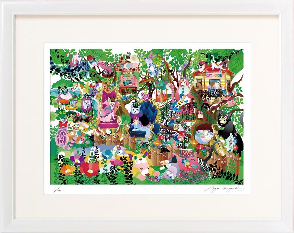 【スーパーSALE10%OFF】絵画 ホラグチ カヨ 猫の王国は今日もにぎやか インテリア 壁 に飾る絵 リビング 玄関 ギフト 子ども部屋 かわいい 元気にな...