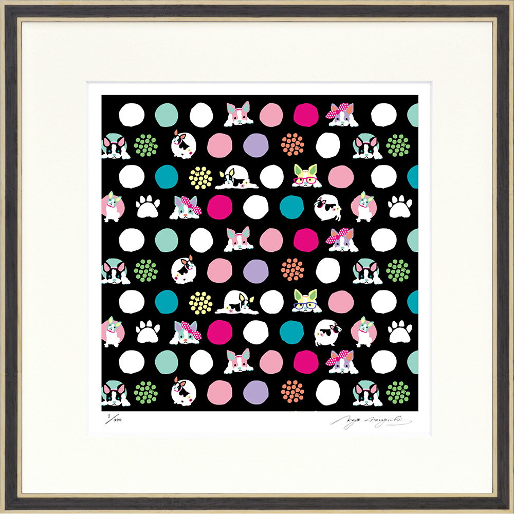 【スーパーSALE10%OFF】絵画 ホラグチ カヨ Footmark dot Black インテリア 壁 に飾る絵 リビング 玄関 ギフト 子ども部屋 かわい...