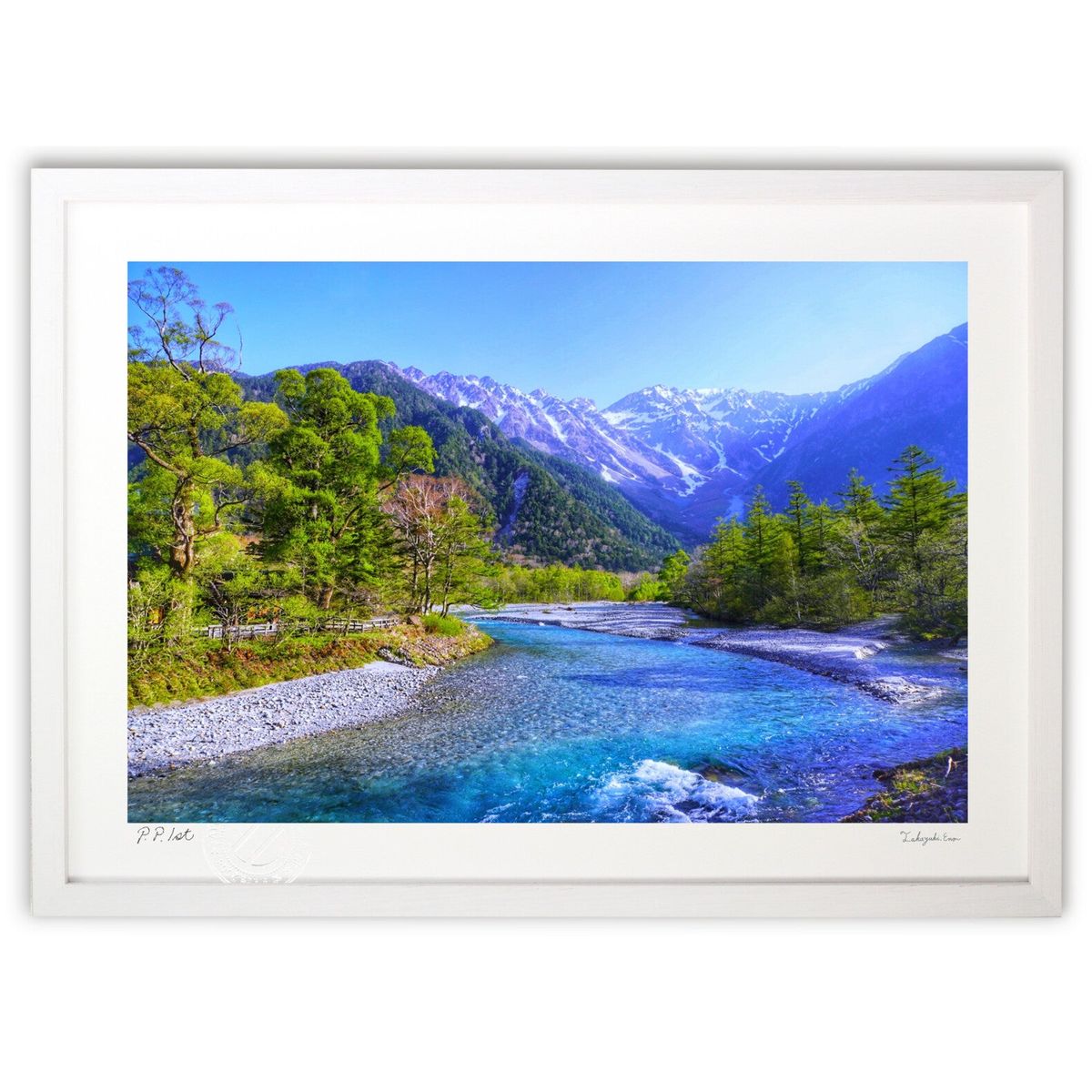 【スーパーSALE半額】版画 上高地の風景 (blackswan) インテリア 壁掛け 額入り 風景画 ポスター アート リビング 玄関に飾る 風水 プレゼント...