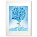 版画 Blue poppy (白川哲治)インテリア 壁掛け 額入り 風景画 ポスター アート リビング 玄関に飾る 風水 プレゼント モダン アートフレーム