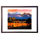【抽選ポイント100%バック】版画 立山の燃える夕暮れ (Issey)インテリア 壁掛け 額入り 風景画 ポスター アート リビング 玄関に飾る 風水 プレゼン...