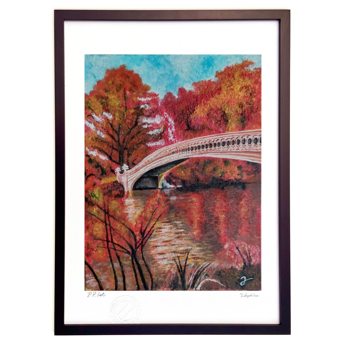 【スーパーSALE半額】版画 Autumn in NY (横山浩二)インテリア 壁掛け 額入り 風景画 ポスター アート リビング 玄関に飾る 風水 プレゼント...
