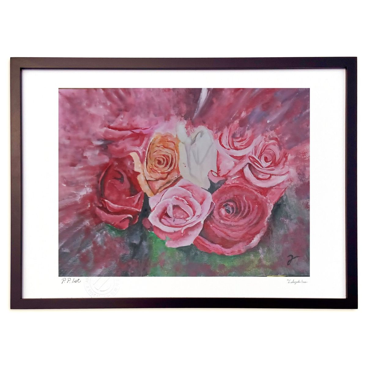 【スーパーSALE半額】版画 FLOWERS #3 (横山浩二)インテリア 壁掛け 額入り 風景画 ポスター アート リビング 玄関に飾る 風水 プレゼント モ...