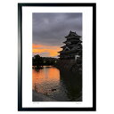 【スーパーSALE半額】版画 夕陽に染まる松本城 (茂木周造)インテリア 壁掛け 額入り 風景画 ポスター アート リビング 玄関に飾る 風水 プレゼント モダ...