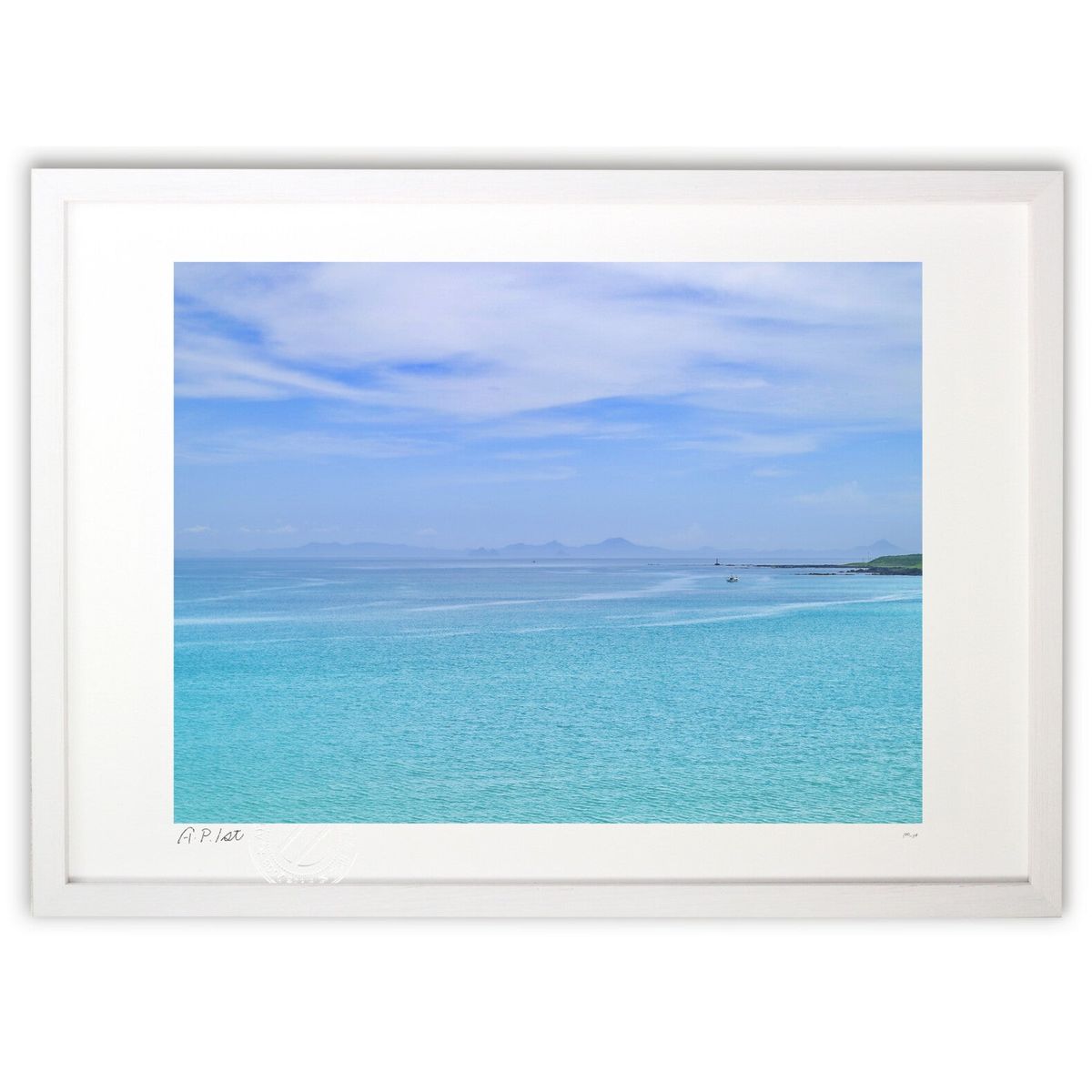 【スーパーSALE半額】版画 息をするように広がる青 (m_y8(Mami))インテリア 壁掛け 額入り 風景画 ポスター アート リビング 玄関に飾る 風水 ...