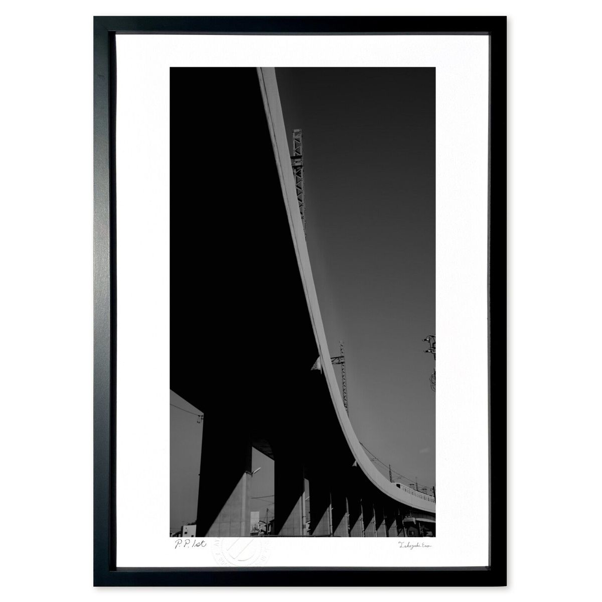 【スーパーSALE半額】版画 モノクロ高架橋 (茂木周造)インテリア 壁掛け 額入り 風景画 ポスター アート リビング 玄関に飾る 風水 プレゼント モダン ...