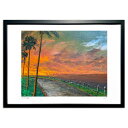 【抽選ポイント100%バック】版画 夕焼けとヤシの木の散歩道 (Art Dream Awaji)