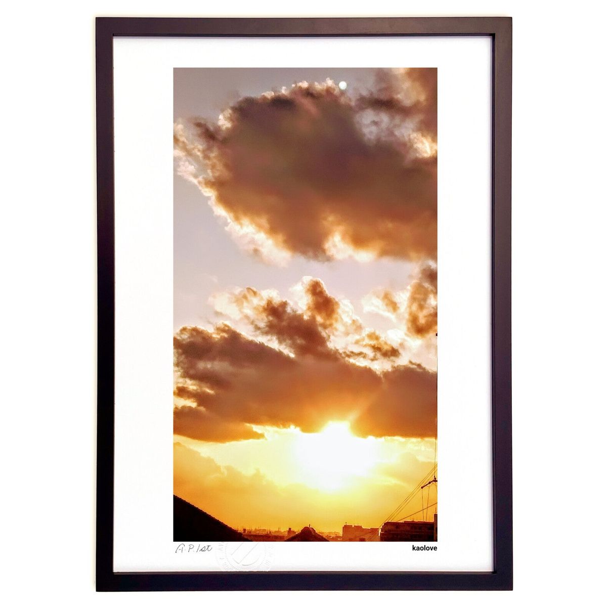 版画 夕日 (kaolove)インテリア 壁掛け 額入り 風景画 ポスター アート リビング 玄関に飾る 風水 プレゼント モダン アートフレーム(3)