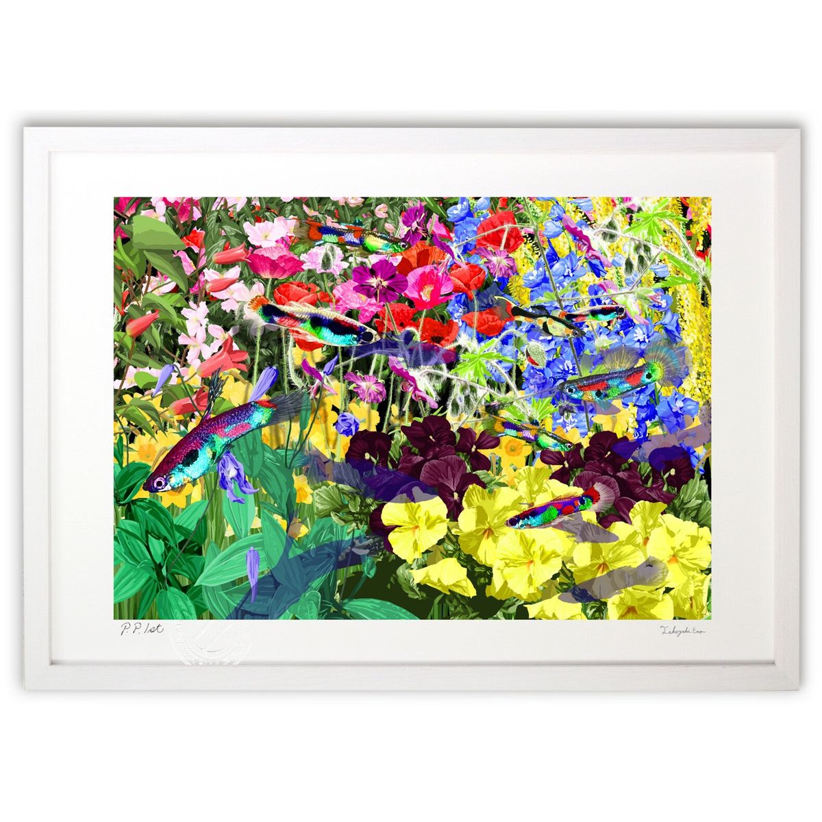 版画 garden 002 (白川哲治)インテリア 壁掛け 額入り 風景画 ポスター アート リビング 玄関に飾る 風水 プレゼント モダン アートフレーム