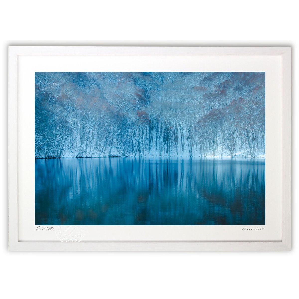 版画 蒼彩蔦沼 (bluewoods07)インテリア 壁掛け 額入り 風景画 ポスター アート リビング 玄関に飾る 風水 プレゼント モダン アートフレーム