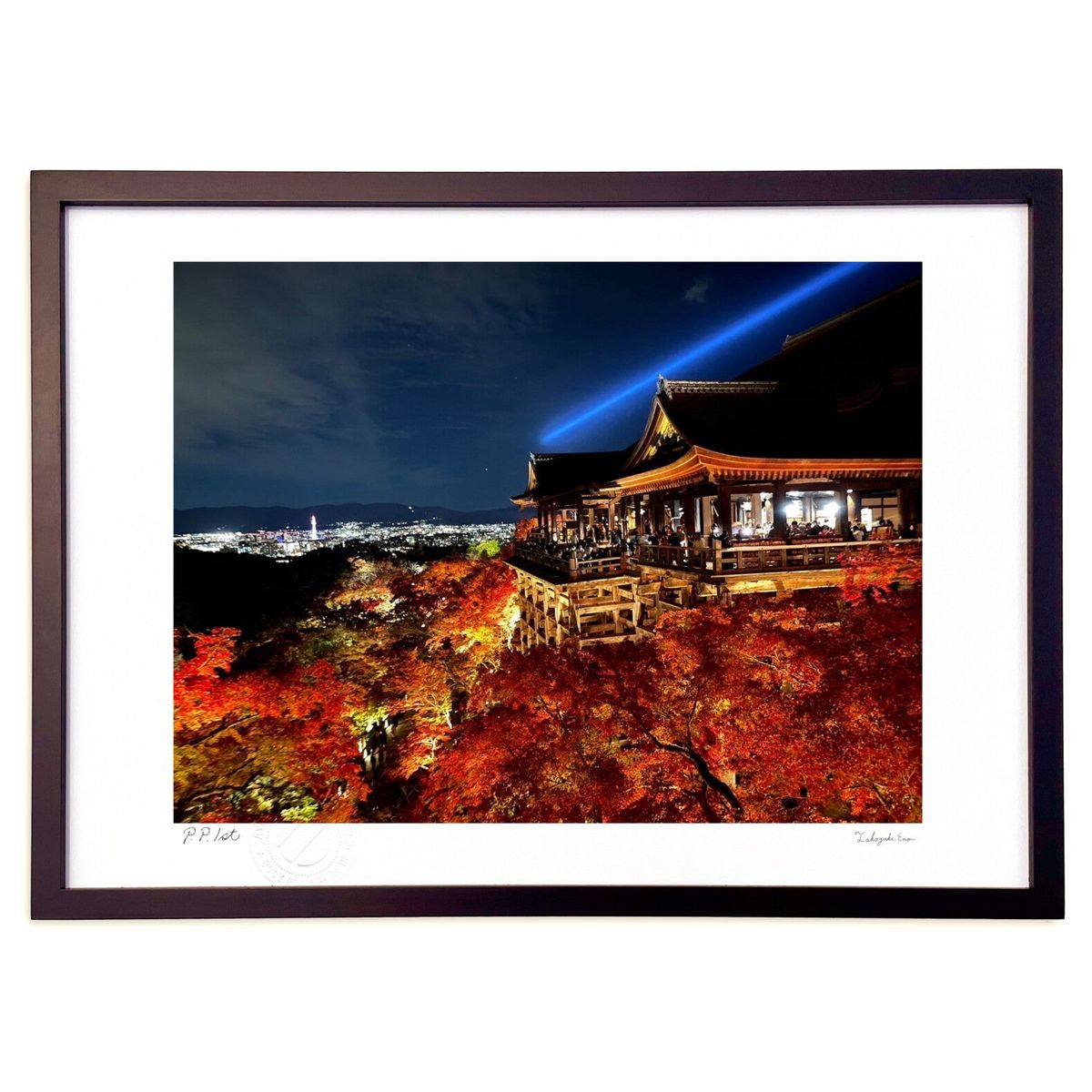 版画 清水寺 夜景 (フィンチャム)インテリア 壁掛け 額入り 風景画 ポスター アート リビング 玄関に飾る 風水 プレゼント モダン アートフレーム