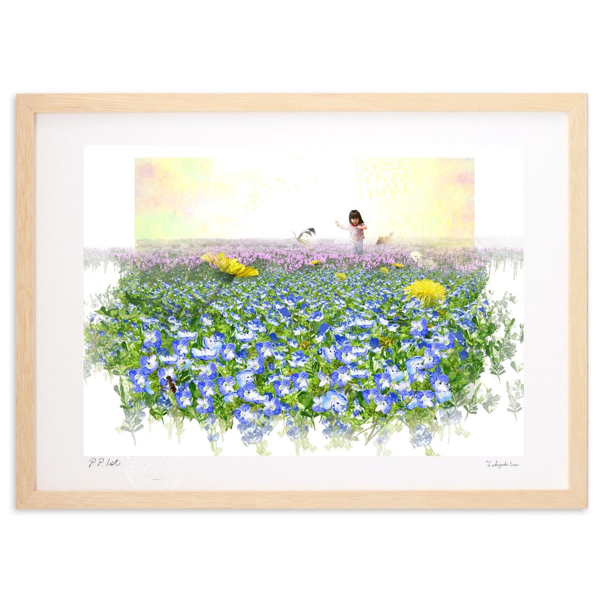 版画 オオイヌノフグリ (白川哲治)インテリア 壁掛け 額入り 風景画 ポスター アート リビング 玄関に飾る 風水 プレゼント モダン アートフレーム