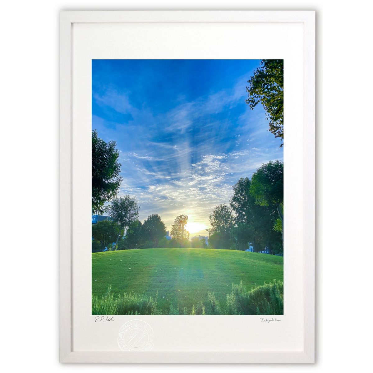 版画 降り注ぐ光のシャワー (SHIROIRO)インテリア 壁掛け 額入り 風景画 ポスター アート リビング 玄関に飾る 風水 プレゼント モダン アートフレ...