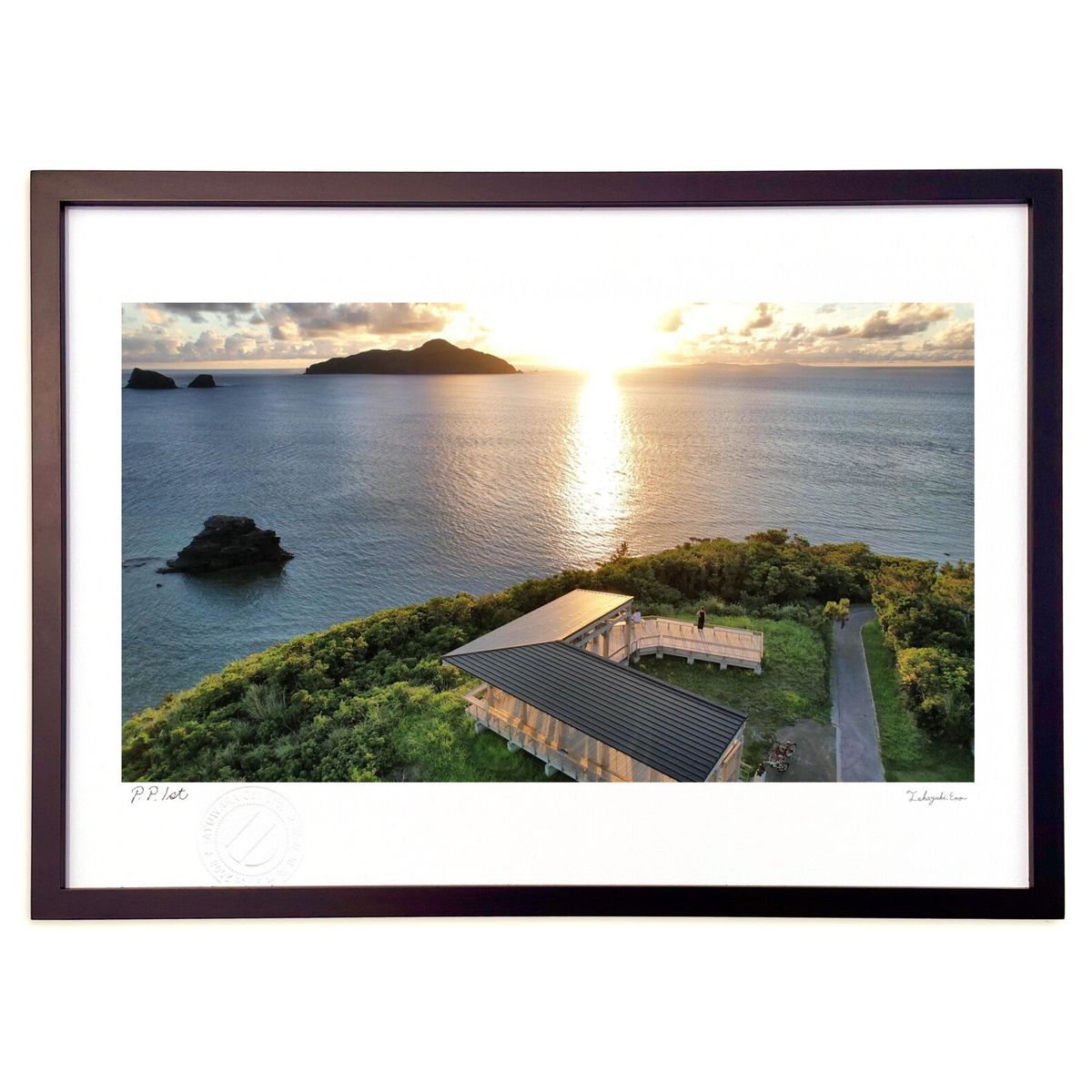 版画 神の浜展望台 (recno4do)インテリア 壁掛け 額入り 風景画 ポスター アート リビング 玄関に飾る 風水 プレゼント モダン アートフレーム