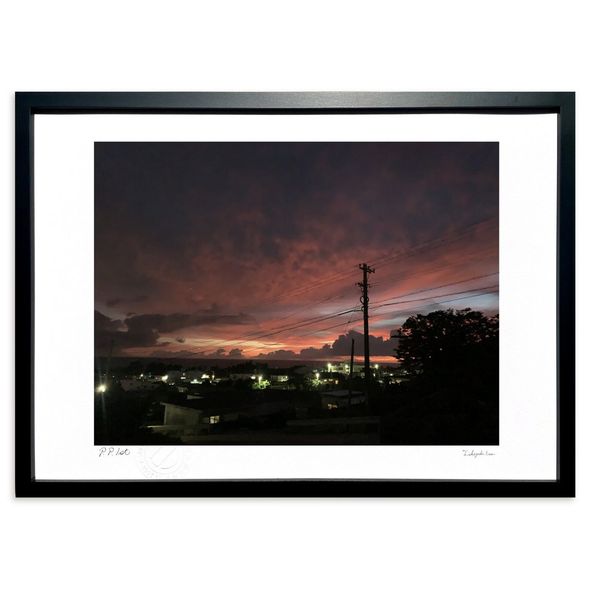 【スーパーSALE半額】版画 明かり達の上の夕暮れ (しまぶくろ りょうや)