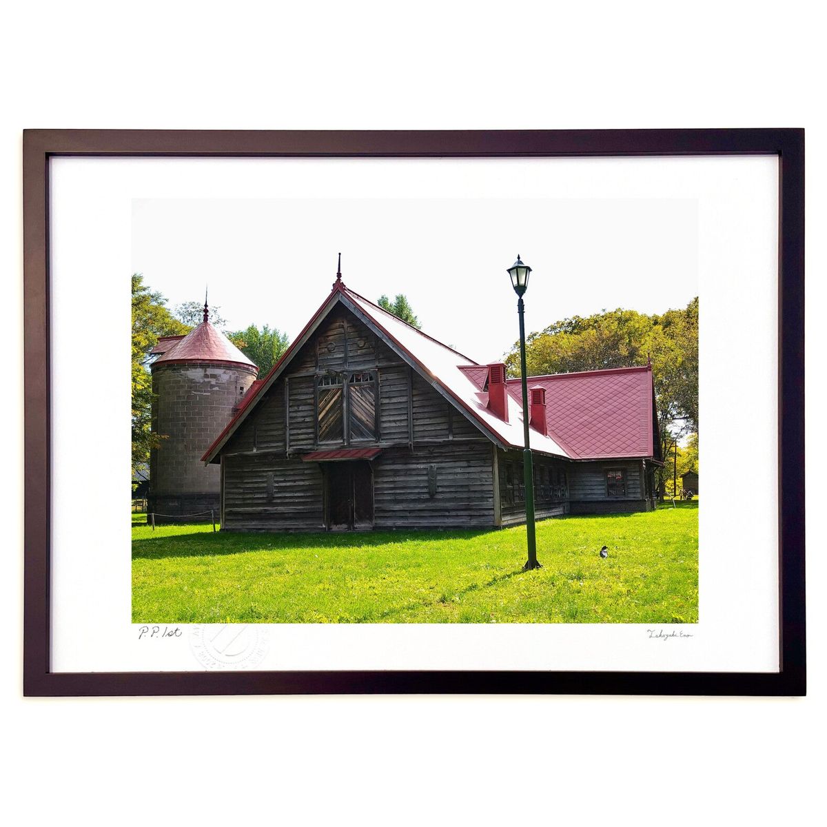 【スーパーSALE半額】版画 北大第二農場 (スノーバニラ)インテリア 壁掛け 額入り 風景画 ポスター アート リビング 玄関に飾る 風水 プレゼント モダン...