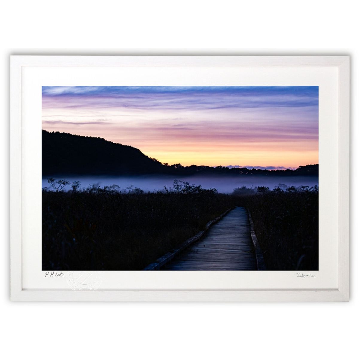 【スーパーSALE半額】版画 霧に覆われる夕闇の釧路湿原 (TAKAYA)