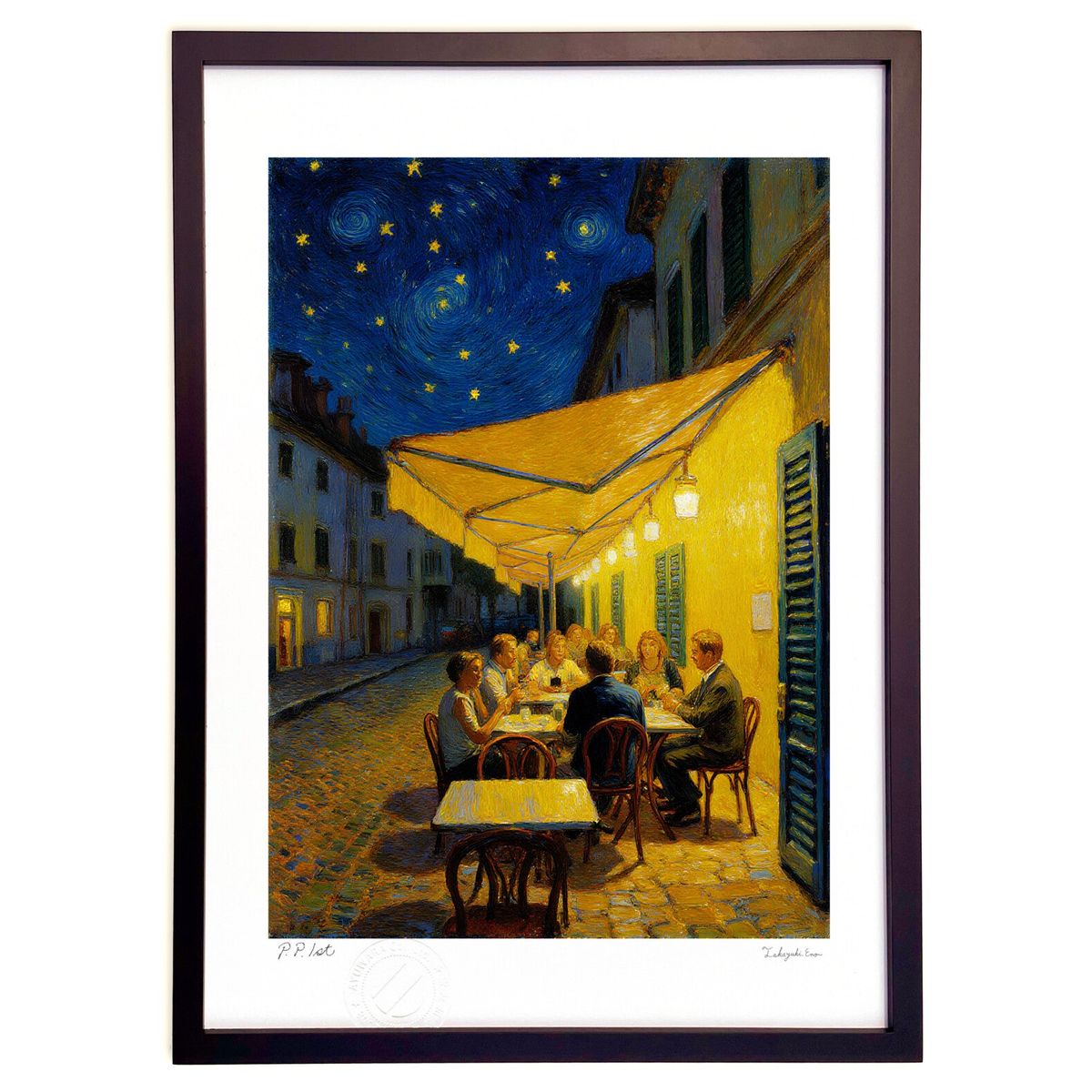 【スーパーSALE半額】版画 ナイト・カフェテラス (feather)インテリア 壁掛け 額入り 風景画 ポスター アート リビング 玄関に飾る 風水 プレゼン...