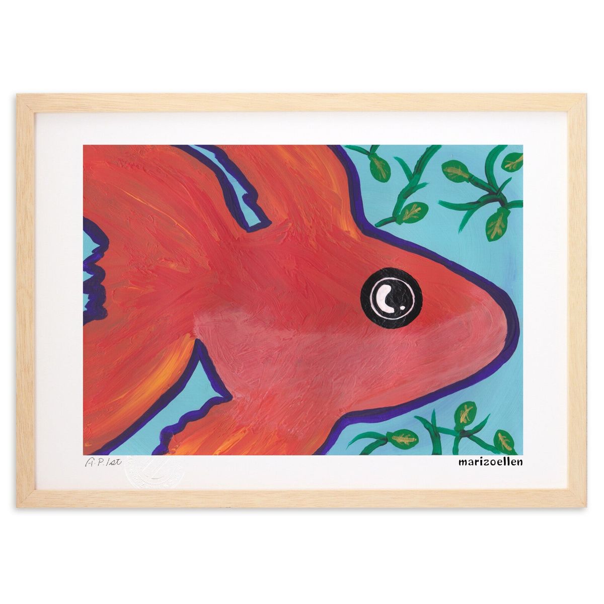 【スーパーSALE半額】版画 金魚さん (marizoellen)インテリア 壁掛け 額入り 風景画 ポスター アート リビング 玄関に飾る 風水 プレゼント ...