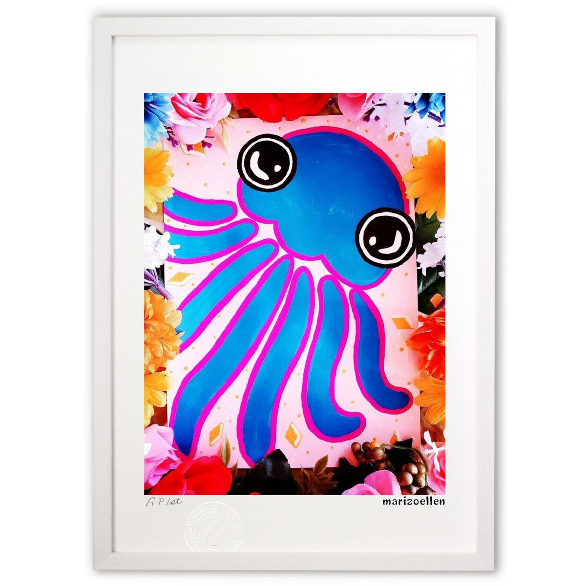 【スーパーSALE半額】版画 ハッピークラゲさん (marizoellen)