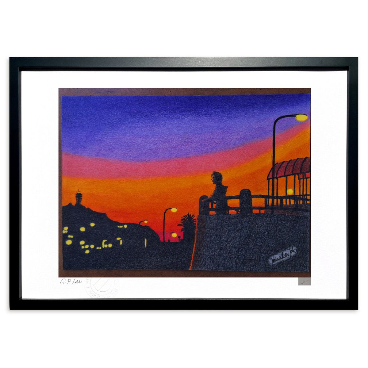 【スーパーSALE半額】版画 赤い夕景 (misako.H)インテリア 壁掛け 額入り 風景画 ポスター アート リビング 玄関に飾る 風水 プレゼント モダン...