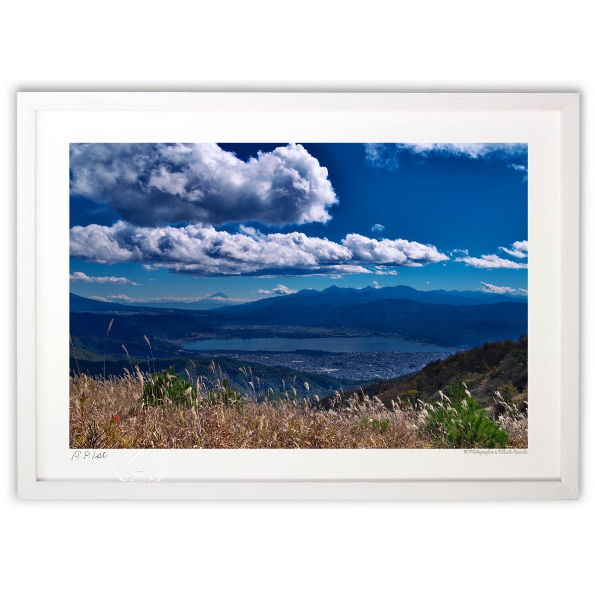 【スーパーSALE半額】版画 雲流れる秋の展望 (ramble)インテリア 壁掛け 額入り 風景画 ポスター アート リビング 玄関に飾る 風水 プレゼント モ...