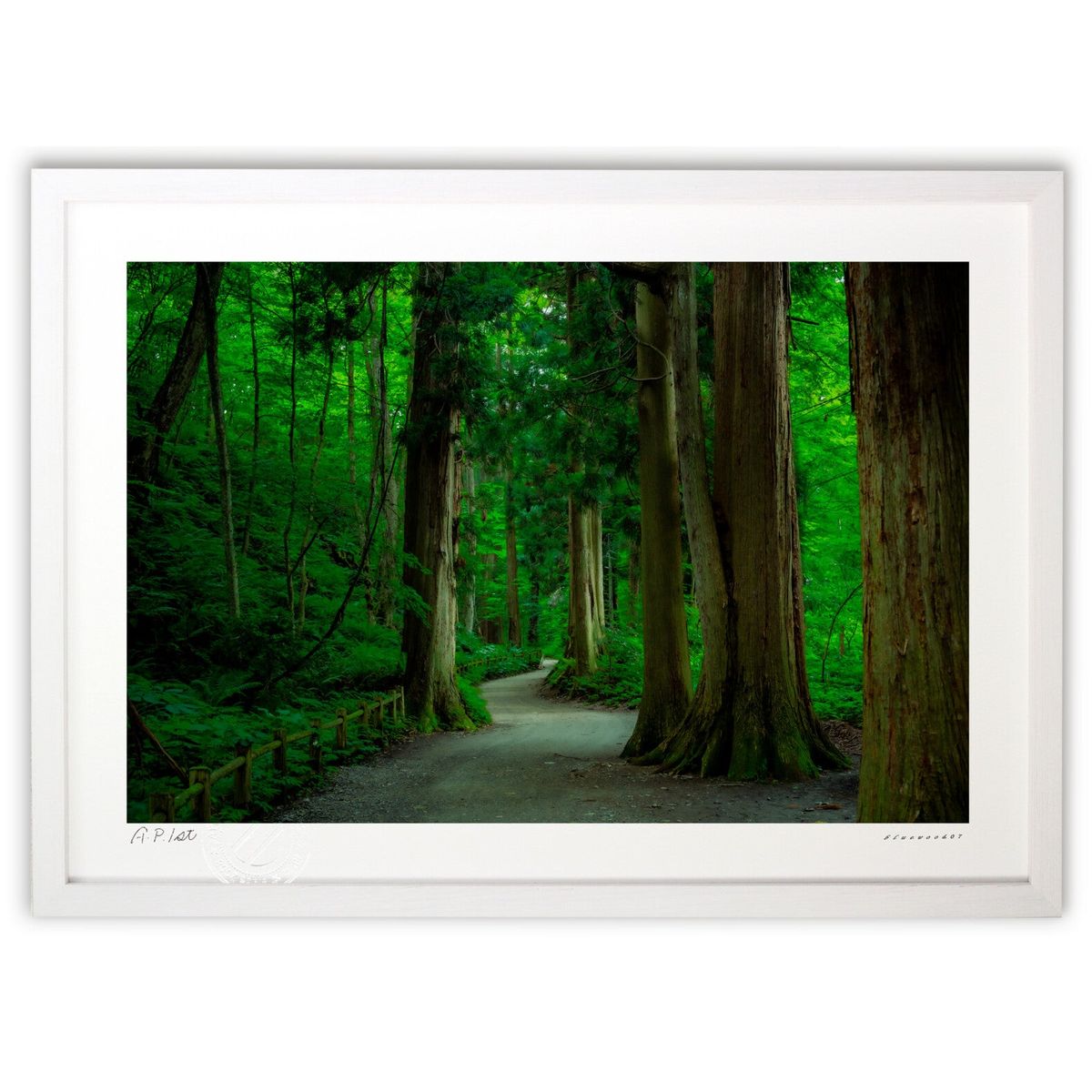 【スーパーSALE半額】版画 静寂の参道 (bluewoods07)インテリア 壁掛け 額入り 風景画 ポスター アート リビング 玄関に飾る 風水 プレゼント...