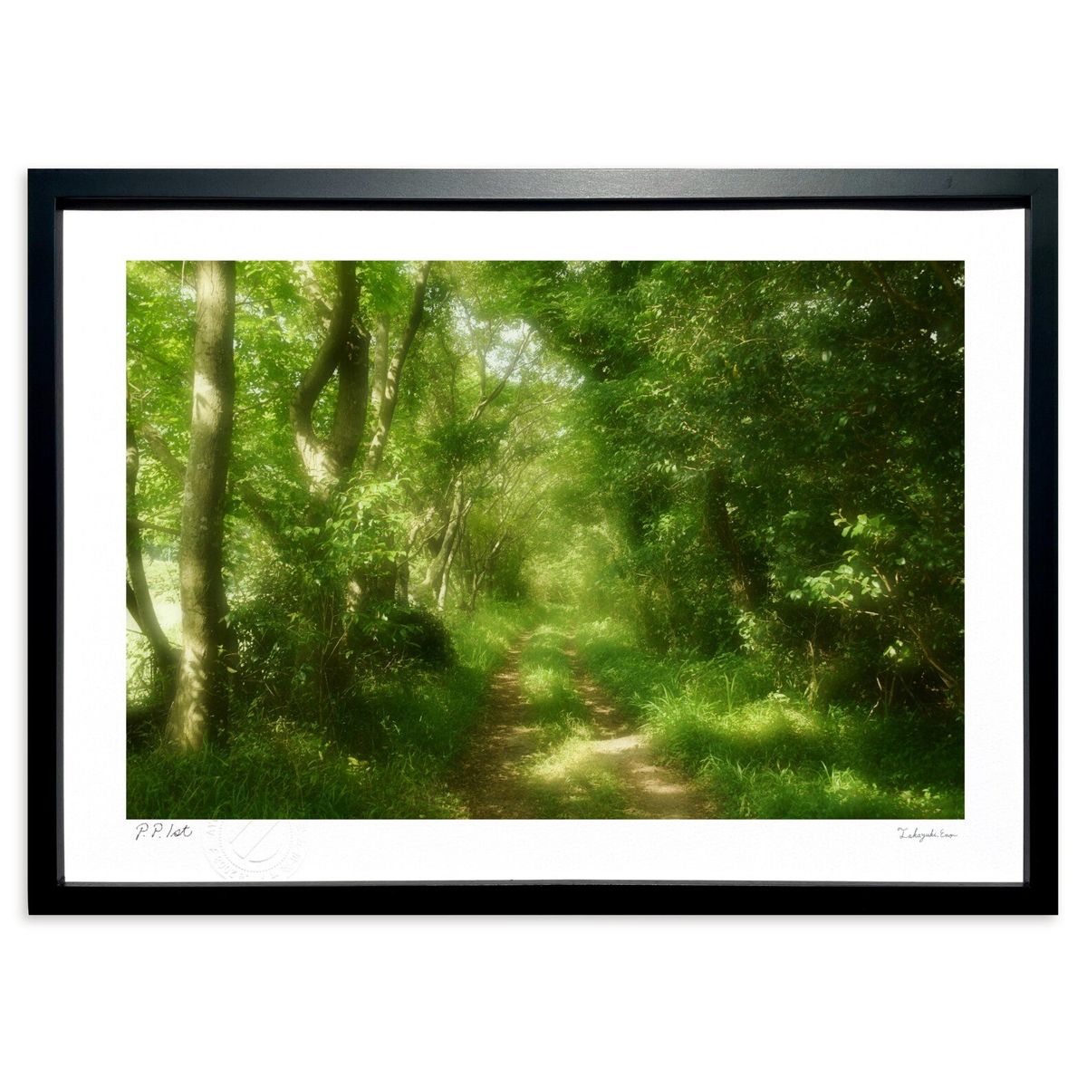 【スーパーSALE半額】版画 木漏れ日の道(横) (如月)インテリア 壁掛け 額入り 風景画 ポスター アート リビング 玄関に飾る 風水 プレゼント モダン ...