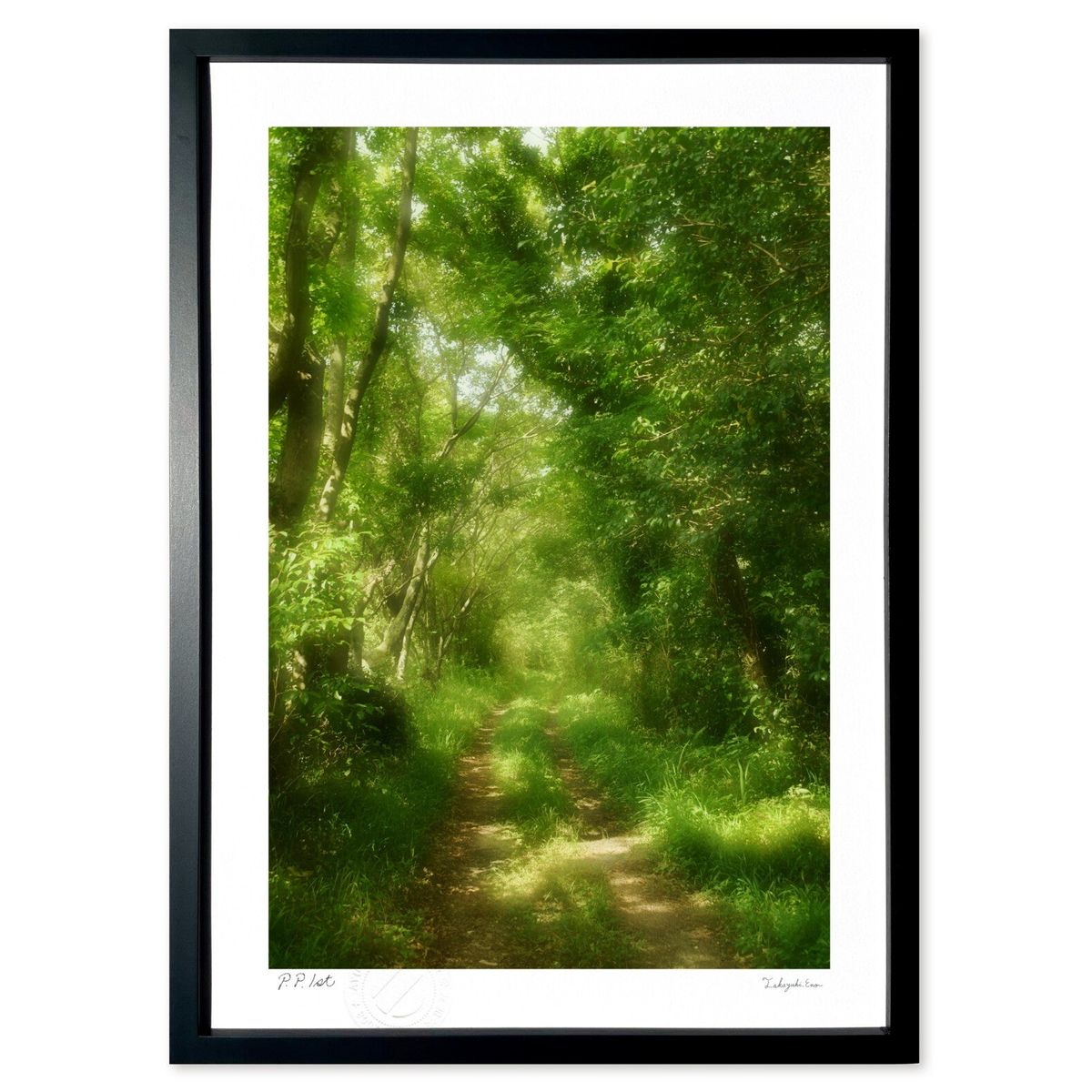 【スーパーSALE半額】版画 木漏れ日の道(縦) (如月)インテリア 壁掛け 額入り 風景画 ポスター アート リビング 玄関に飾る 風水 プレゼント モダン ...