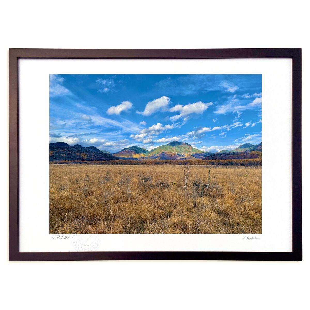 【スーパーSALE半額】版画 奥日光 戦場ヶ原 (榎本高行)インテリア 壁掛け 額入り 風景画 ポスター アート リビング 玄関に飾る 風水 プレゼント モダン...