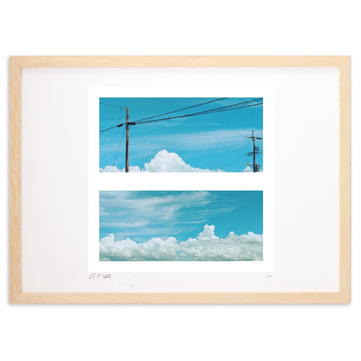 【スーパーSALE半額】版画 暑空 (okiron)インテリア 壁掛け 額入り 風景画 ポスター アート リビング 玄関に飾る 風水 プレゼント モダン アート...