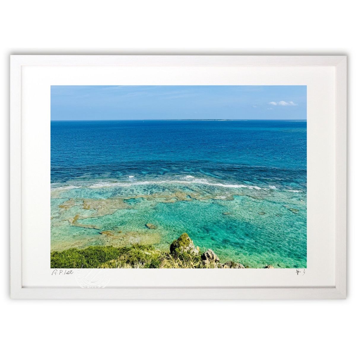 【スーパーSALE半額】版画 色鮮やかな沖縄へようこそ (華夕)インテリア 壁掛け 額入り 風景画 ポスター アート リビング 玄関に飾る 風水 プレゼント モ...