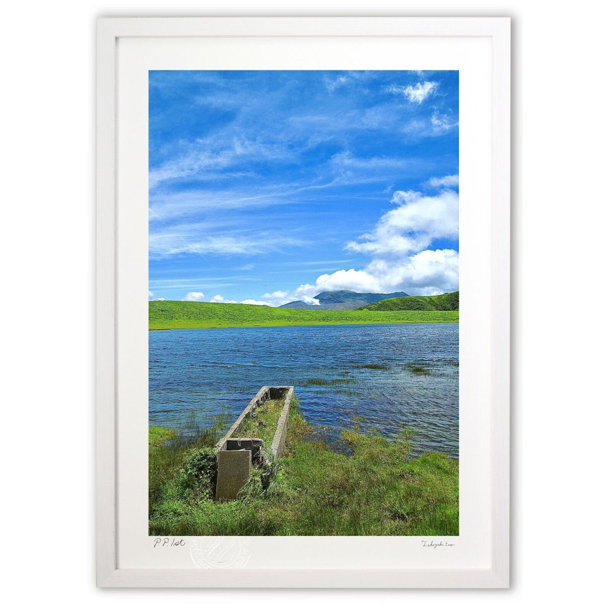 【スーパーSALE半額】版画 中岳を望む (mitan)インテリア 壁掛け 額入り 風景画 ポスター アート リビング 玄関に飾る 風水 プレゼント モダン ア...