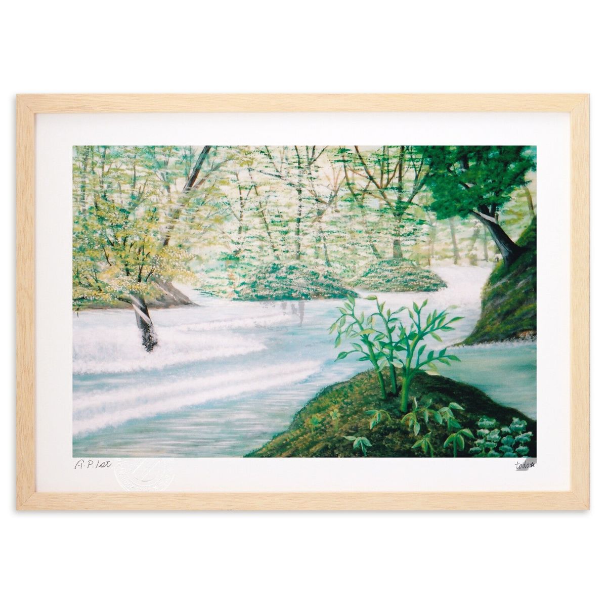 【スーパーSALE半額】版画 奥入瀬渓谷 (todo_0221)インテリア 壁掛け 額入り 風景画 ポスター アート リビング 玄関に飾る 風水 プレゼント モ...