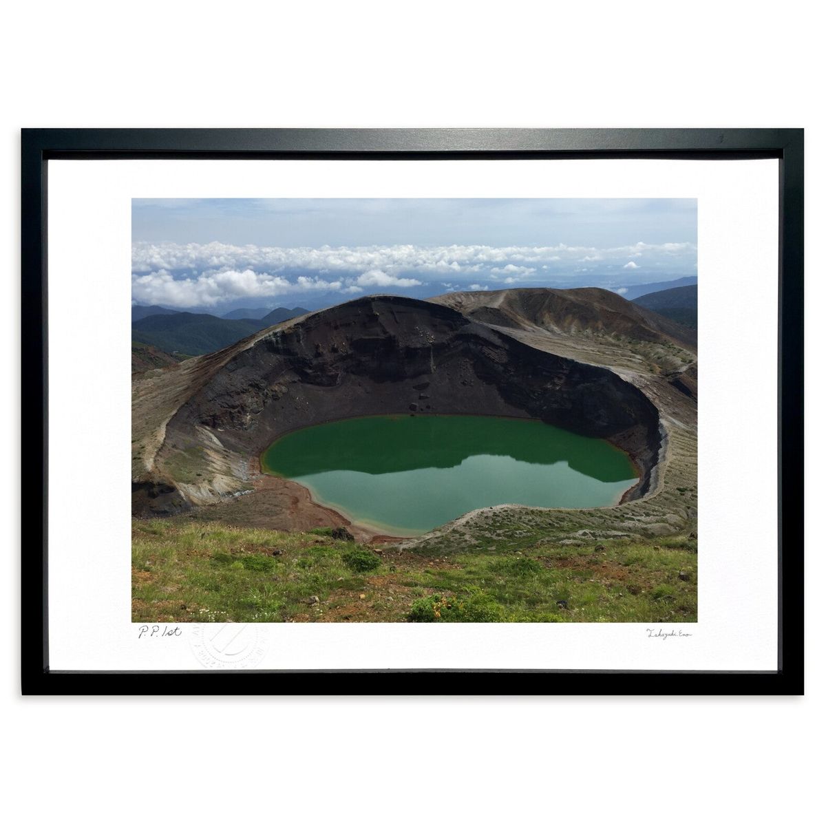 【スーパーSALE半額】版画 蔵王お釜 (菅沼誠)インテリア 壁掛け 額入り 風景画 ポスター アート リビング 玄関に飾る 風水 プレゼント モダン アートフ...