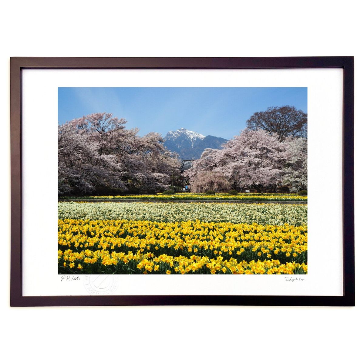 【スーパーSALE半額】版画 春の甲斐駒ヶ岳 (A.HARASHINA)インテリア 壁掛け 額入り 風景画 ポスター アート リビング 玄関に飾る 風水 プレゼ...