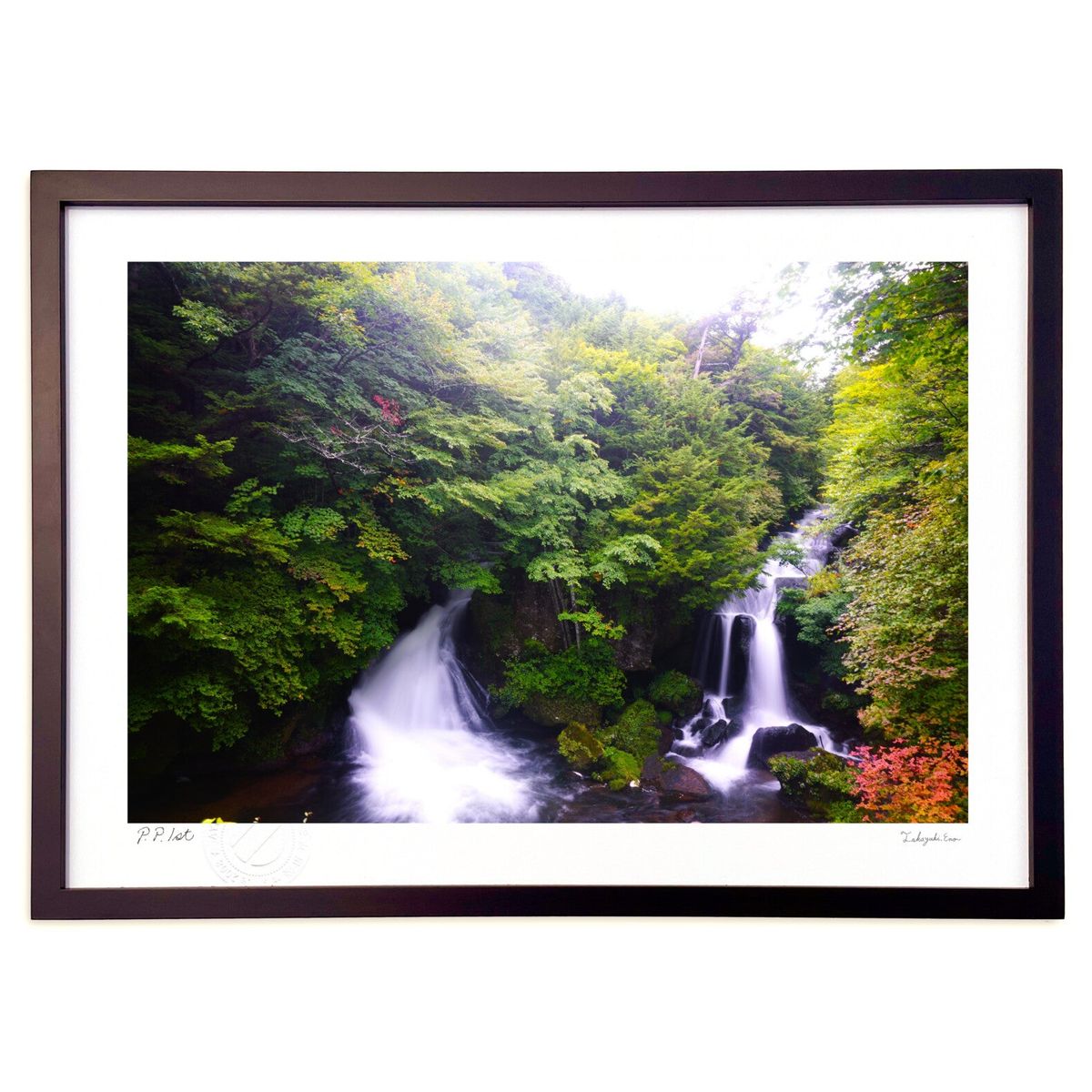 版画 竜頭の滝に魅せられて (yumeno)インテリア 壁掛け 額入り 風景画 ポスター アート リビング 玄関に飾る 風水 プレゼント モダン アートフレーム