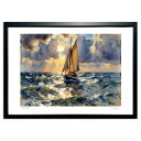 【スーパーSALE半額】版画 帆船 (feather)インテリア 壁掛け 額入り 風景画 ポスター アート リビング 玄関に飾る 風水 プレゼント モダン アー...