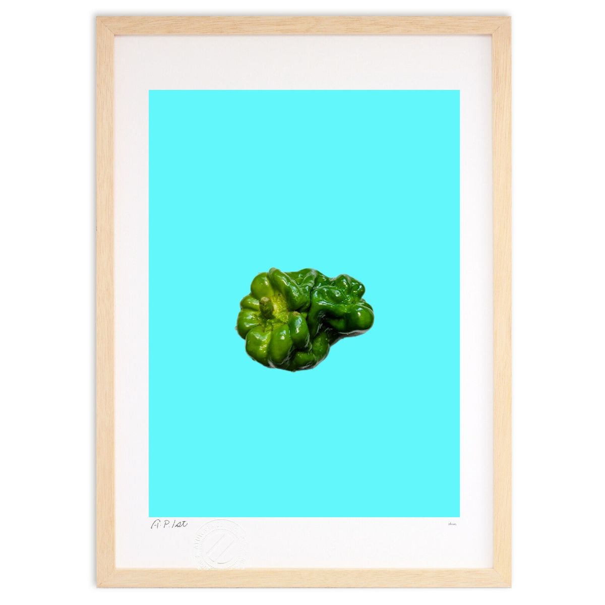 【スーパーSALE半額】版画 ムキムキピーマン🫑 (okiron)インテリア 壁掛け 額入り 風景画 ポスター アート リビング 玄関に飾る 風...