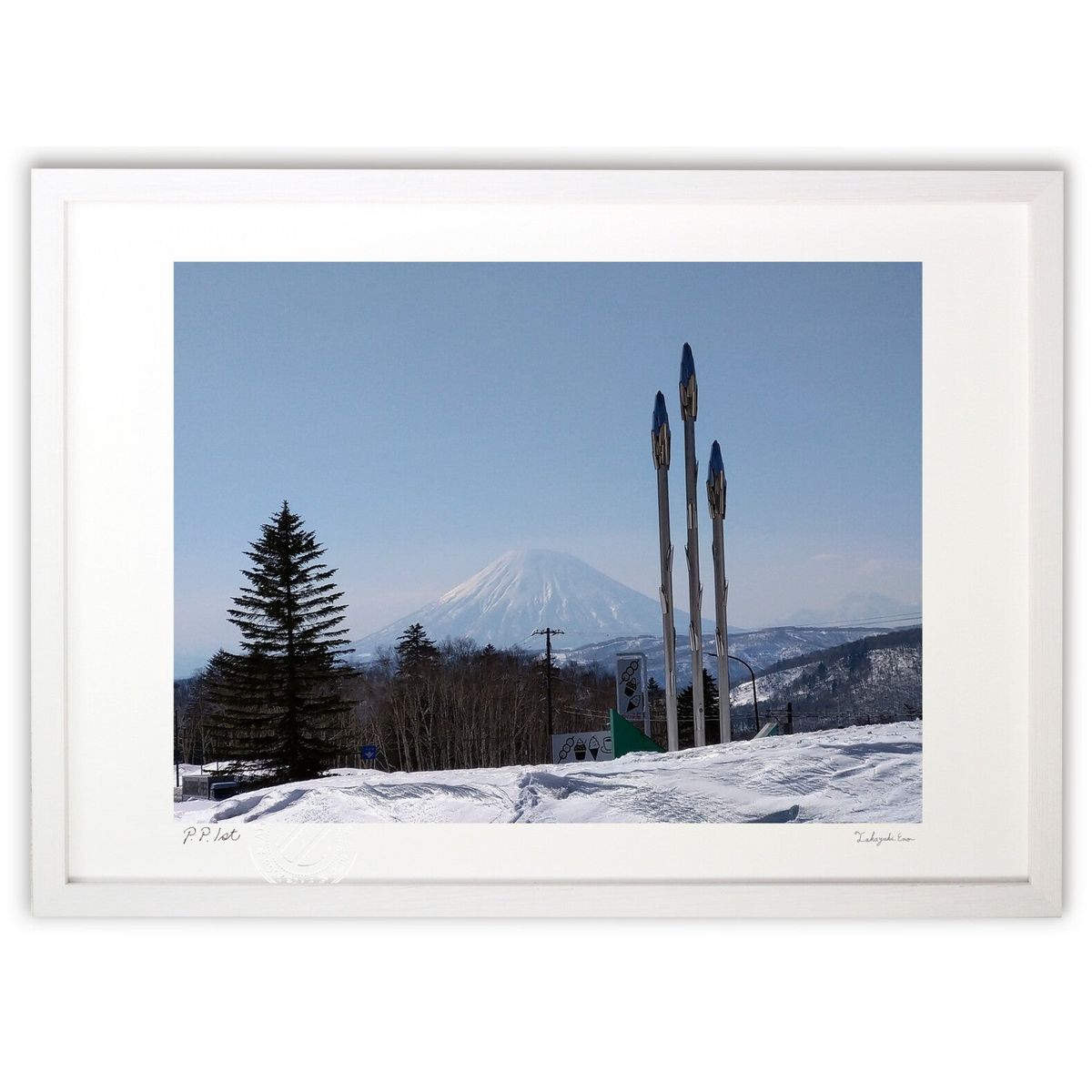 【スーパーSALE半額】版画 羊蹄山 (スノーバニラ)インテリア 壁掛け 額入り 風景画 ポスター アート リビング 玄関に飾る 風水 プレゼント モダン アー...
