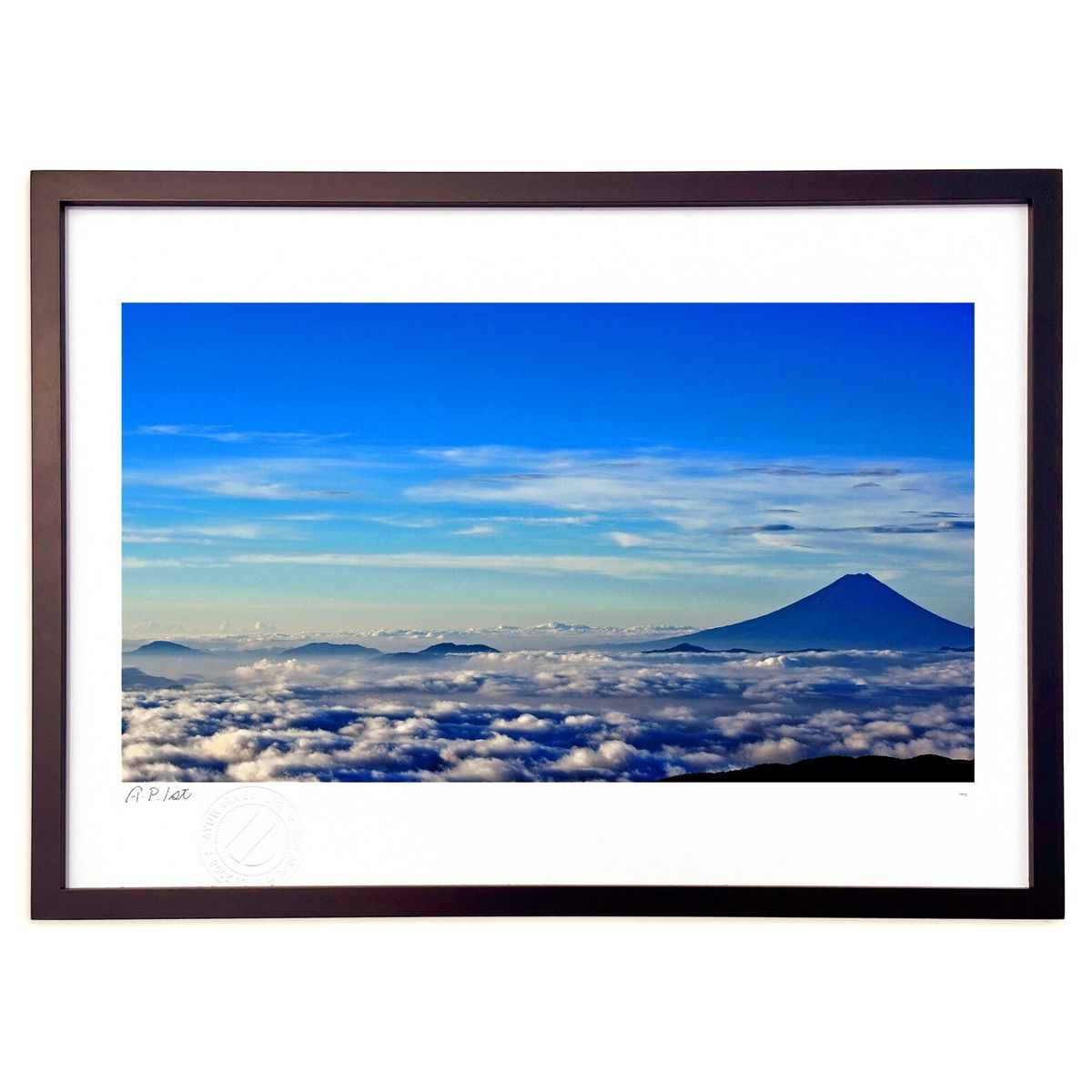 【スーパーSALE半額】版画 富士山【雲海】 (hi69ing)インテリア 壁掛け 額入り 風景画 ポスター アート リビング 玄関に飾る 風水 プレゼント モ...
