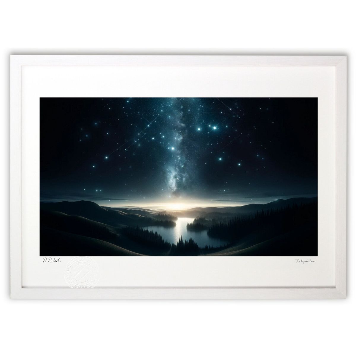 【スーパーSALE半額】版画 星が瞬く夜1 (N)インテリア 壁掛け 額入り 風景画 ポスター アート リビング 玄関に飾る 風水 プレゼント モダン アートフ...