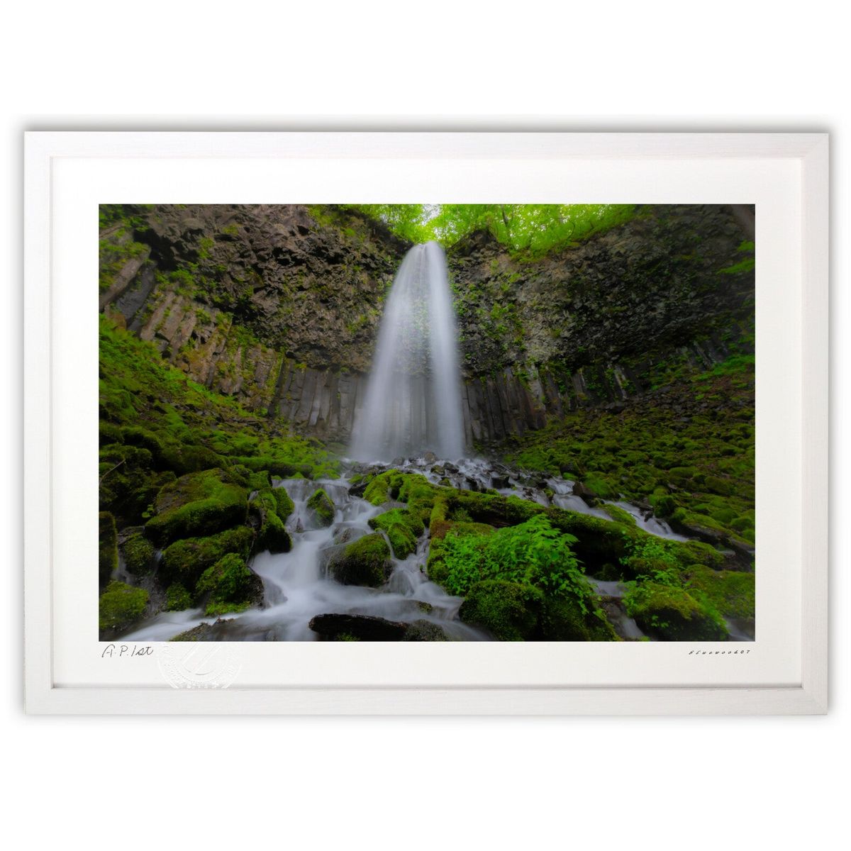 【スーパーSALE半額】版画 奥入瀬渓流双竜の滝 (bluewoods07)