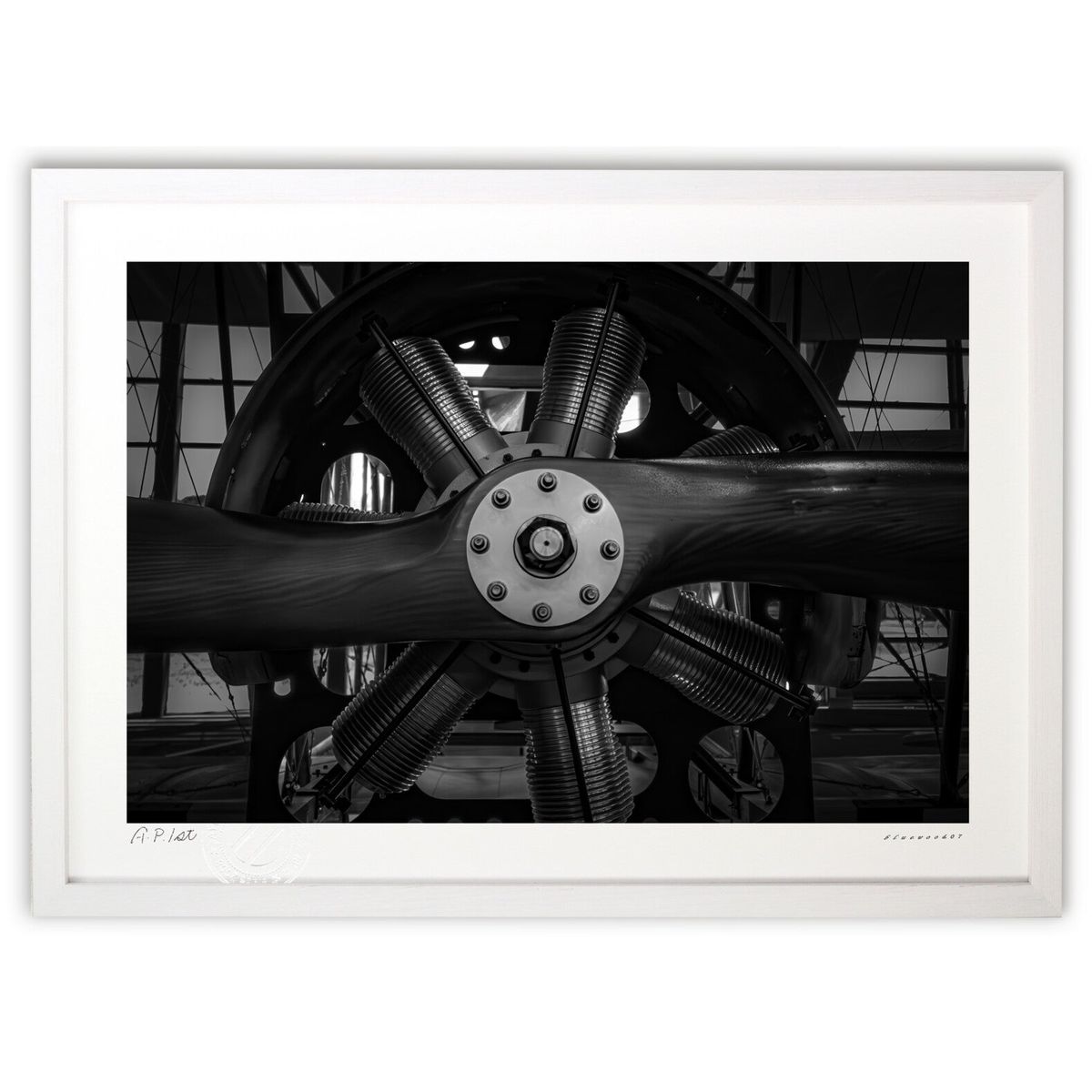 【スーパーSALE半額】版画 木製プロペラ飛行機 (bluewoods07)