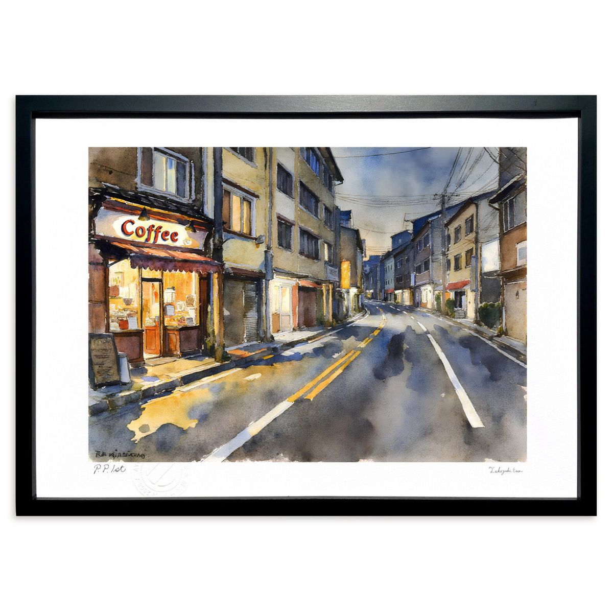 【スーパーSALE半額】版画 夜の小道 (feather)インテリア 壁掛け 額入り 風景画 ポスター アート リビング 玄関に飾る 風水 プレゼント モダン ...